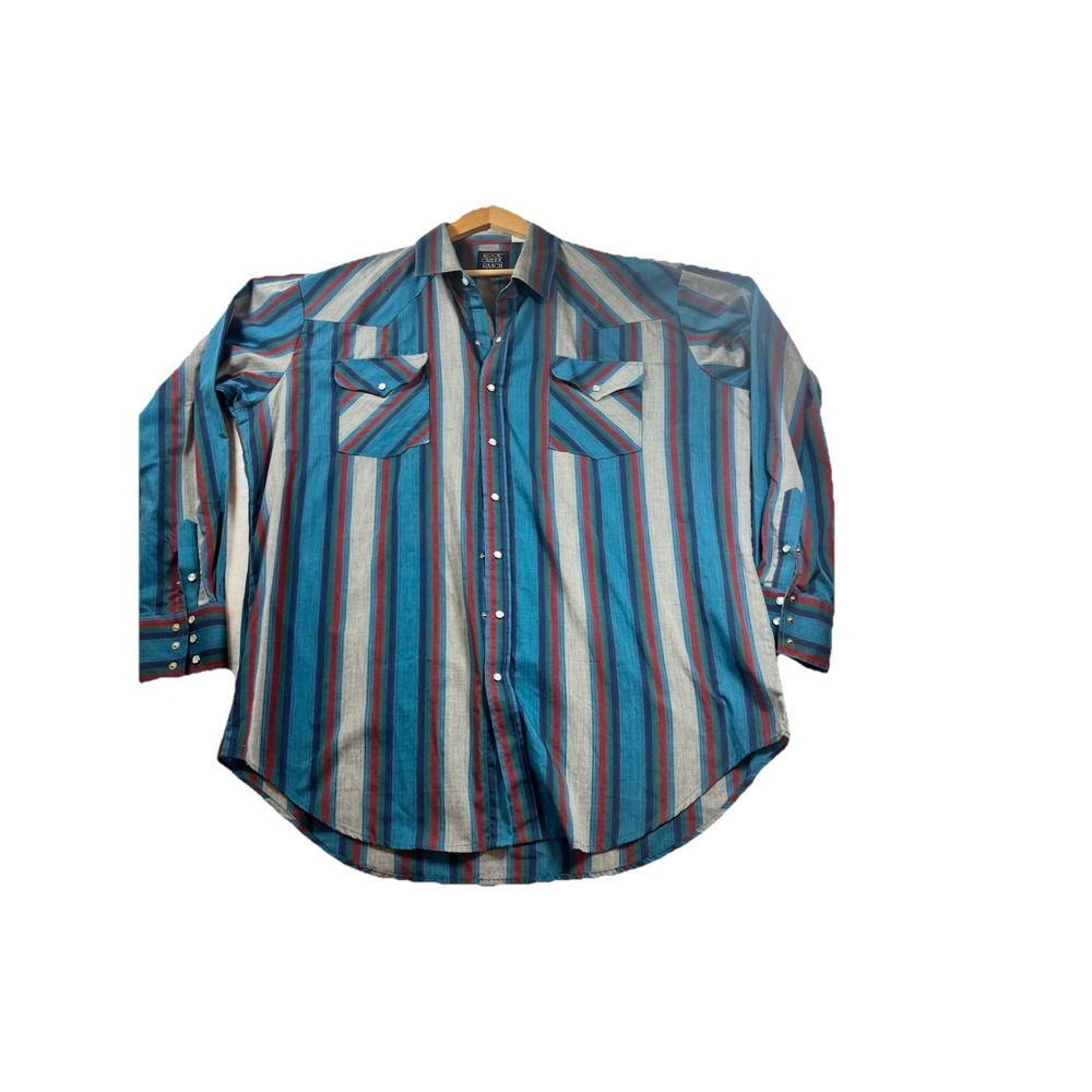 Rock Creek Ranch‎ Mens 2XL Shirt Western Plaid Pearl Snap L/Sleeve Cowboy Rodeo